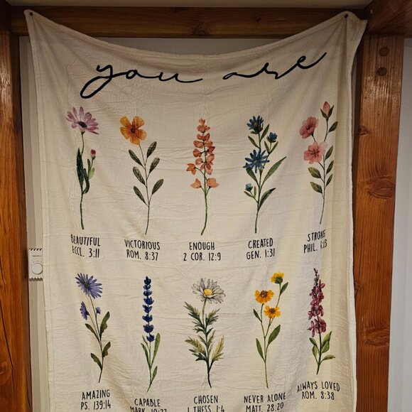 Soft Plush Floral Christian Blanket - You Are Enough - Picture 1 of 15